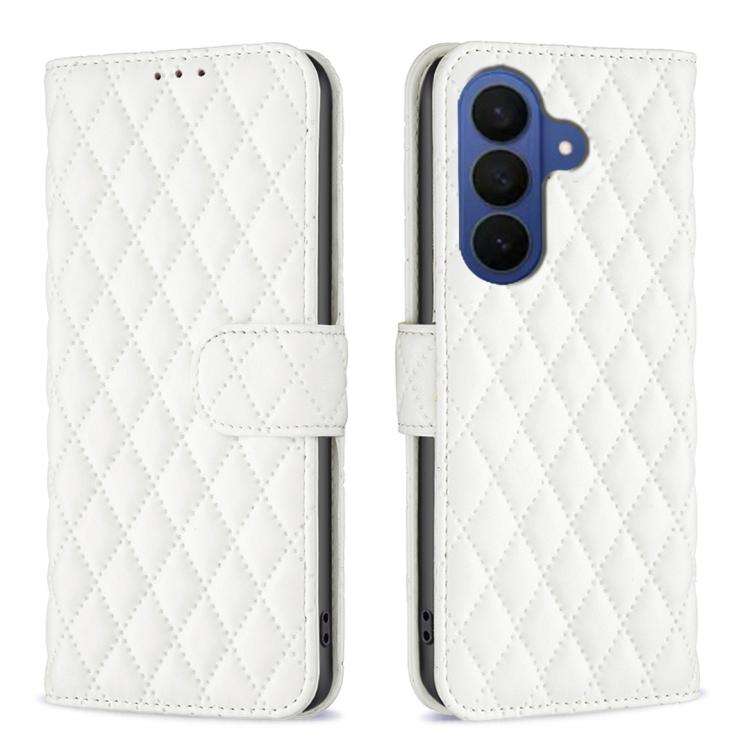 For Samsung Galaxy A57 5G Diamond Lattice Wallet Flip Leather Phone Case(White)