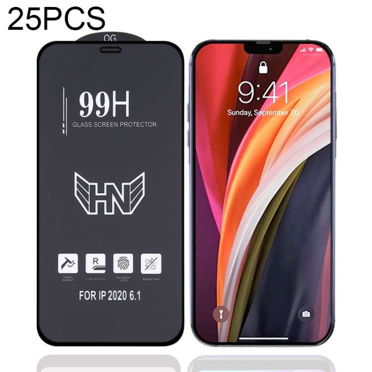For iPhone 12 / 12 Pro 25pcs High Aluminum Large Arc Full Screen Tempered Glass Film