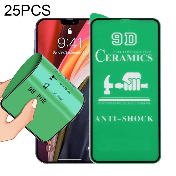 For iPhone 12 / 12 Pro 25pcs 9D Full Screen Full Glue Ceramic Film