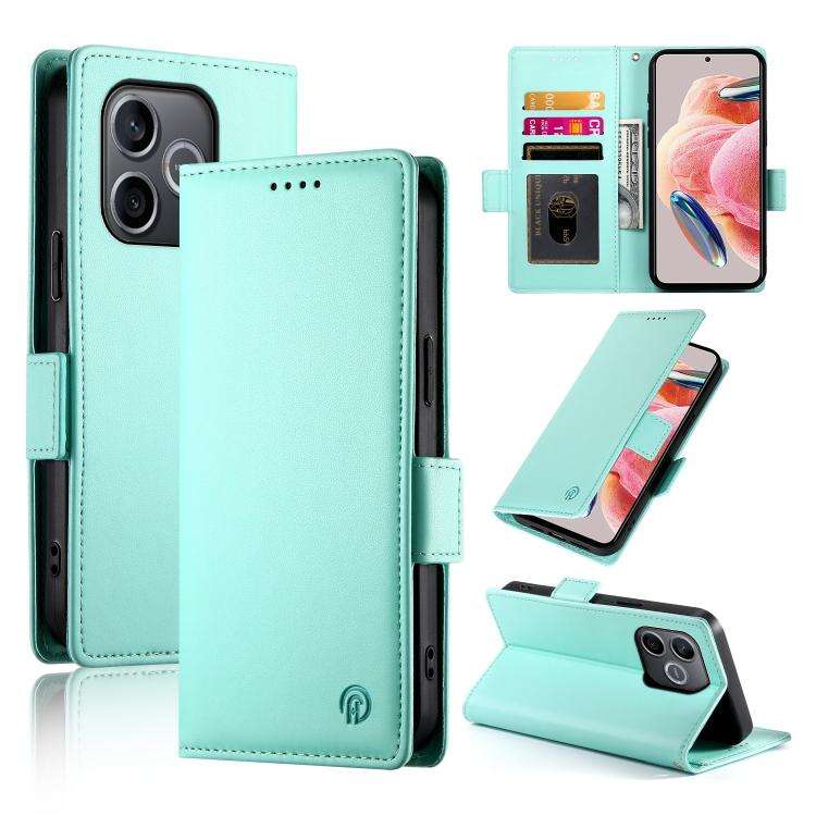 For Honor 600 Lite Global Side Buckle Magnetic Frosted Leather Phone Case(Mint Green)
