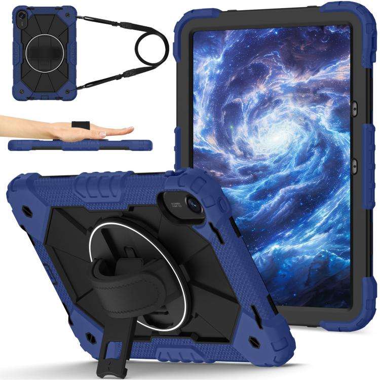 For Xiaomi Redmi Pad 2 11 2025 Contrast Color Robot Silicone Hybrid PC Tablet Case(Navy Black)