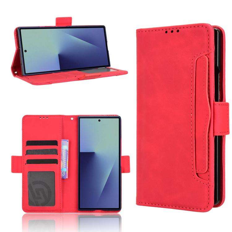 For Samsung Galaxy Z Fold7 Skin Feel Calf Texture Card Slots Leather Phone Case(Red)