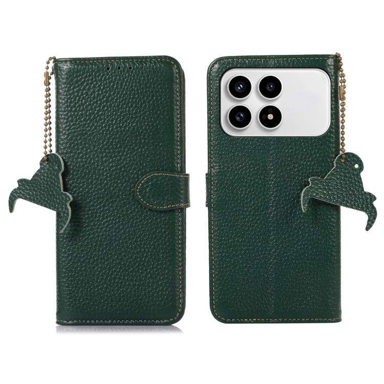 For Redmi K90/Poco F8 Pro Genuine Leather Litchi Texture RFID Leather Phone Case(Green)