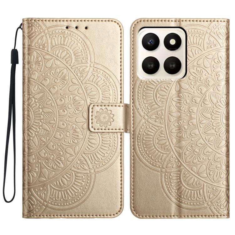 For Honor X7d 5G Flower Embossed Leather Phone Case(Gold)