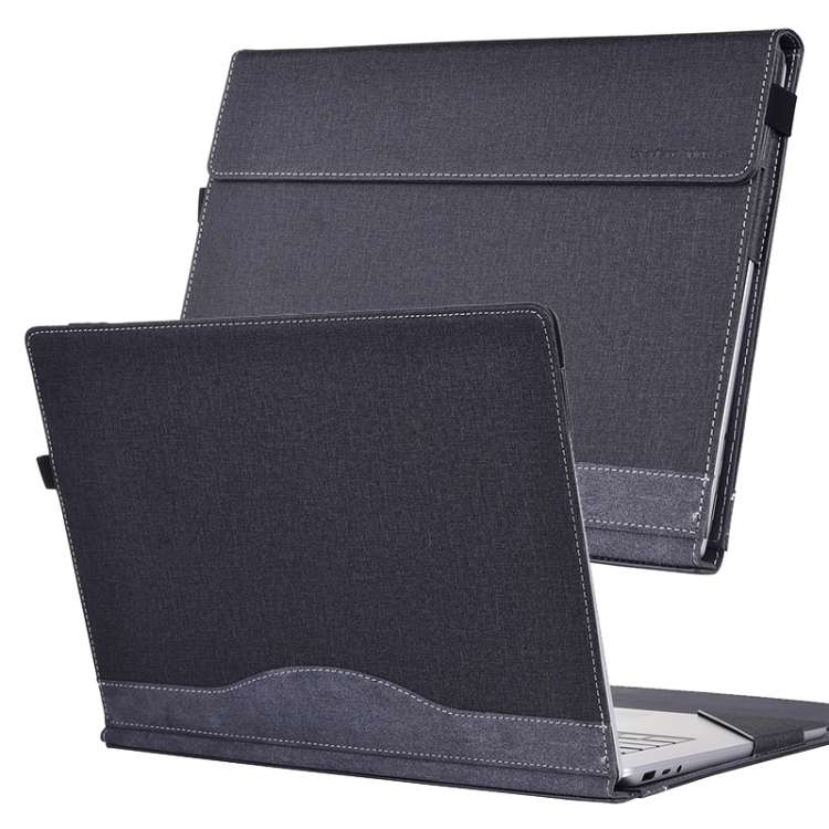 For MicroSoft Surface Laptop 7 13.8 inch Cloth Texture Laptop Leather Protective Case(Black)