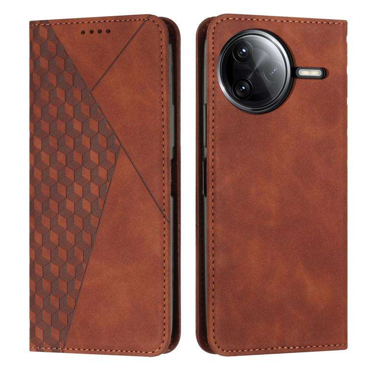 For Redmi K80 / K80 Pro Diamond Splicing Skin Feel Magnetic Leather Phone Case(Brown)