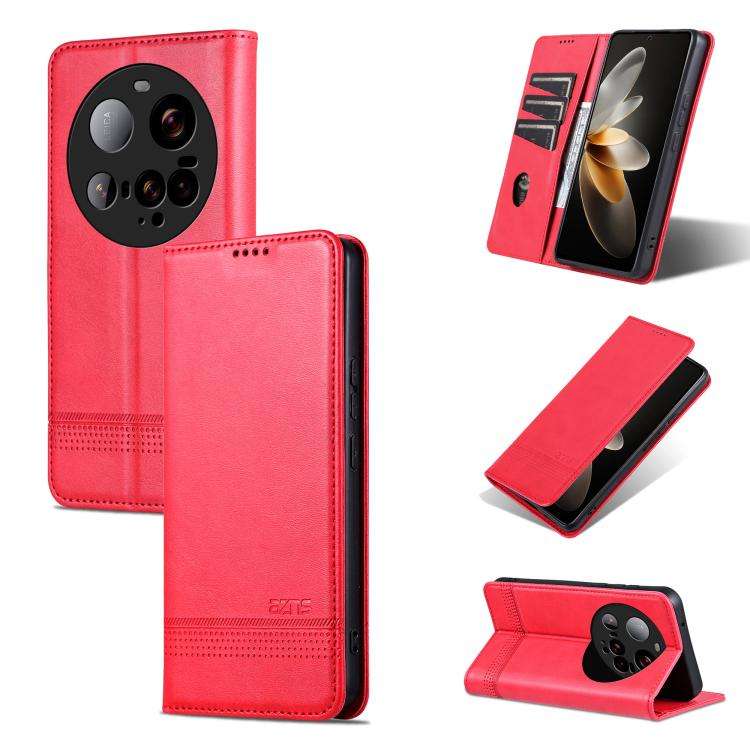 For Xiaomi 15 Ultra AZNS Magnetic Calf Texture Flip Leather Phone Case(Red)