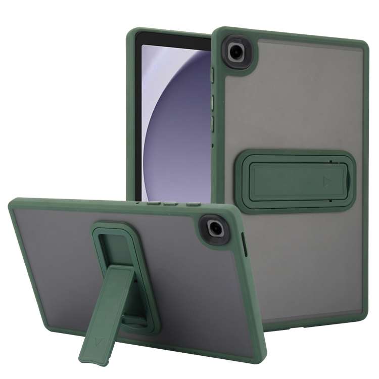 For Samsung Galaxy Tab A11 / A9 Skin Feel Holder PC Hybrid TPU Tablet Case(Dark Green)