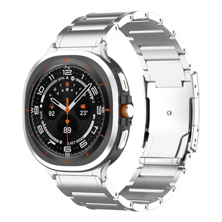 For Samsung Galaxy Watch Ultra / Ultra 2025 Three Beads Tortoise Buckle Titanium Stee ... (Silver)