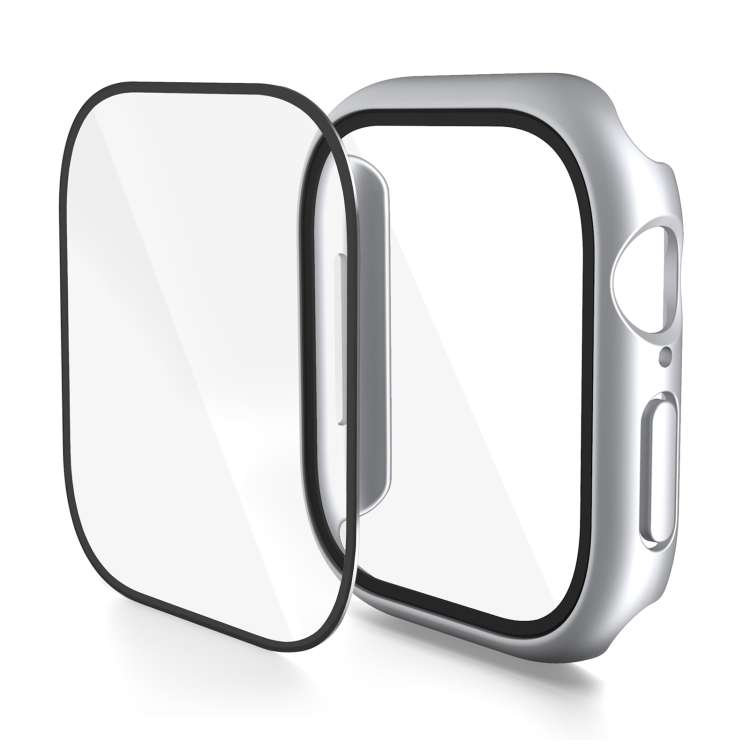 For Apple Watch Series 10 / 11 46mm PC Integrated Tempered Film Watch Case(Bright Silver)