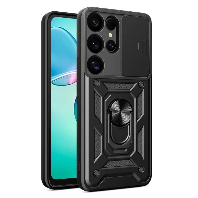 For Samsung Galaxy S25 Ultra 5G Sliding Camera Cover Design TPU+PC Phone Case(Black)