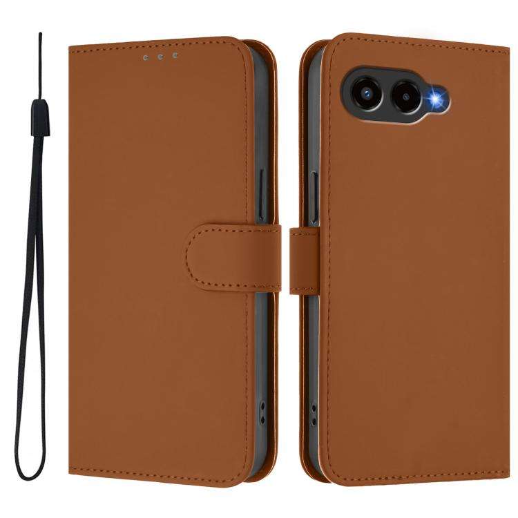 For T-Mobile Revvl 8 Skin Feel Solid Color Leather Phone Case with Lanyard(Brown)