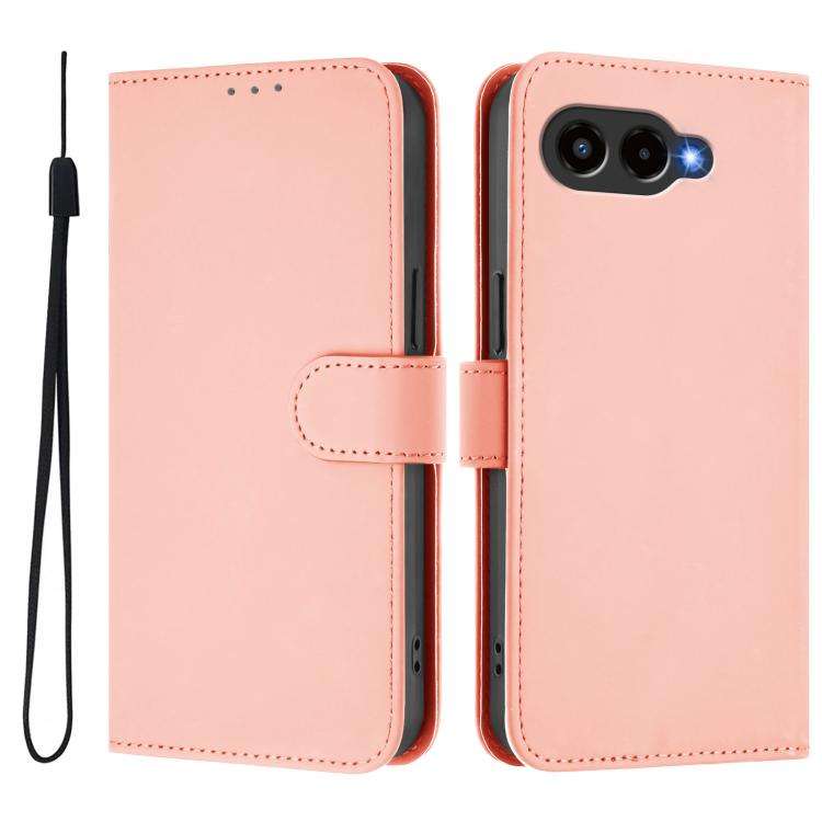 For T-Mobile Revvl 8 Skin Feel Solid Color Leather Phone Case with Lanyard(Pink)