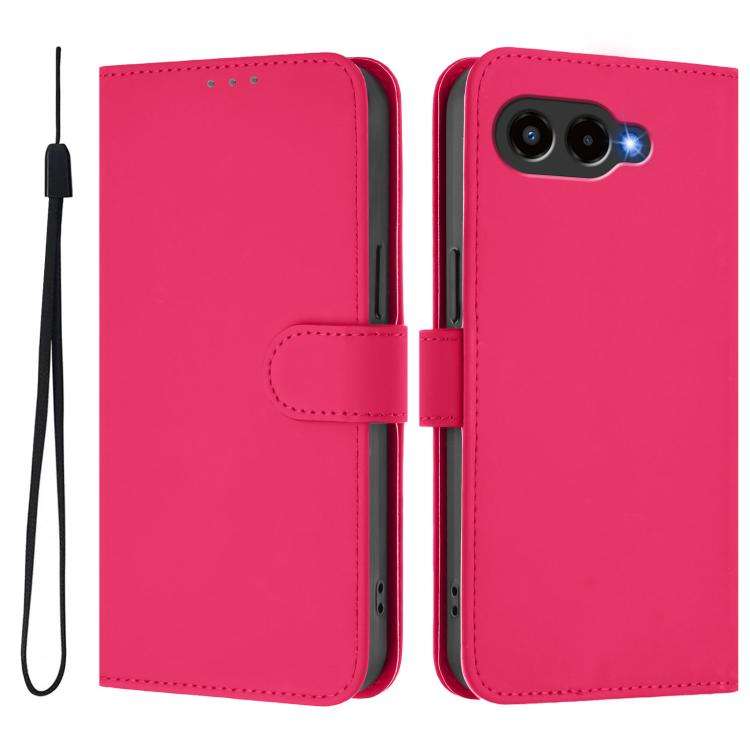 For T-Mobile Revvl 8 Skin Feel Solid Color Leather Phone Case with Lanyard(Rose Red)