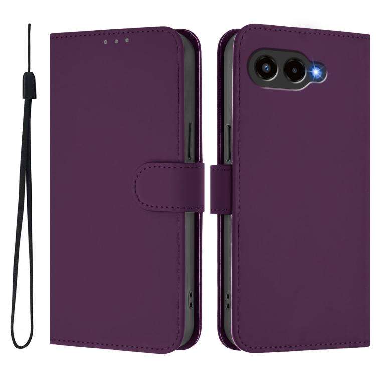 For T-Mobile Revvl 8 Skin Feel Solid Color Leather Phone Case with Lanyard(Violet)