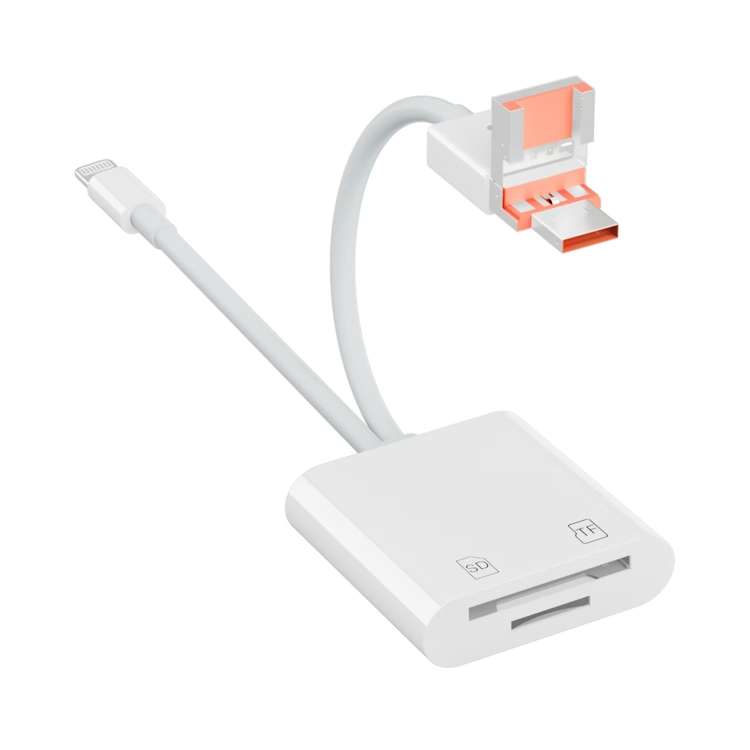 NK-101Y TL Pro USB-C / Type-C, 8 Pin, USB to TF, SD Card Slot Multi-function Card Reader(White)