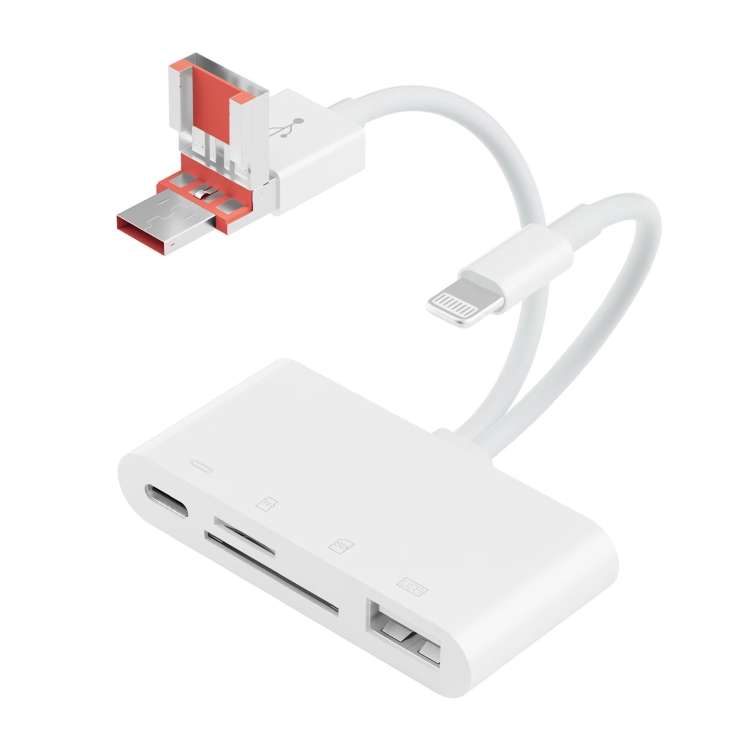 NK-108TL Pro USB-C / Type-C, 8 Pin, USB to USB-C / Type-C, USB, TF, SD Card Multi-func ... (White)