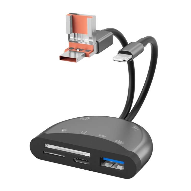 NK-1052TL Pro USB-C / Type-C, 8 Pin, USB to USB-C / Type-C, 3 x USB, TF / SD Card ... (Dark Grey)