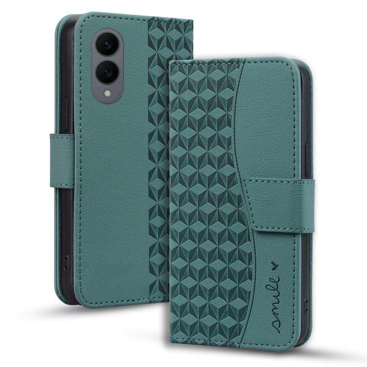 For Samsung Galaxy S25 Edge 5G Diamond Buckle Leather Phone Case with Lanyard(Green)