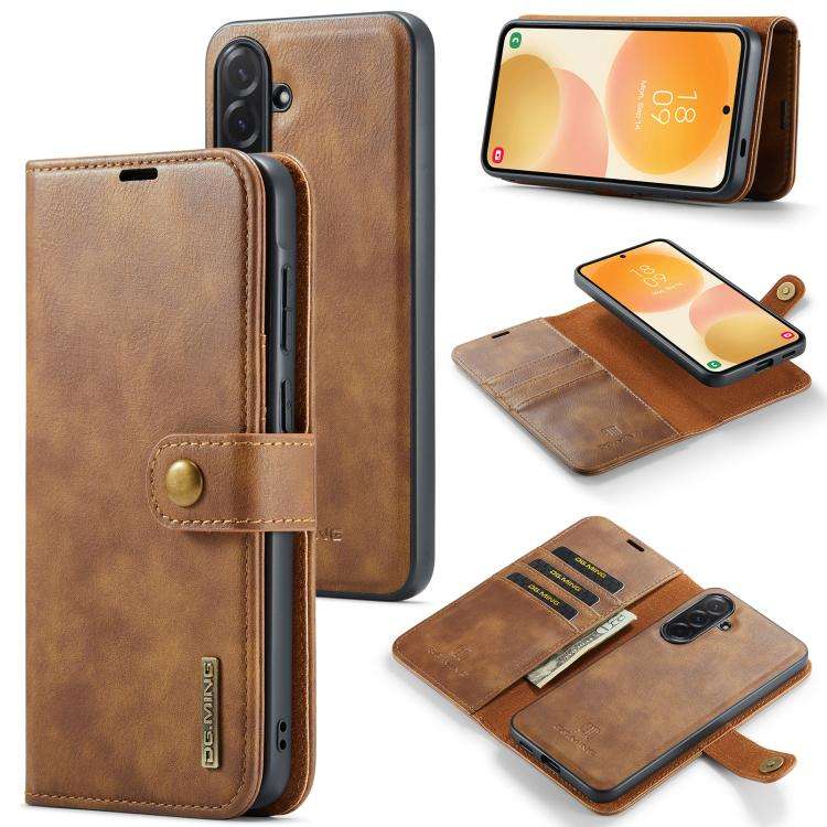 For Samsung Galaxy A57 5G DG.MING Crazy Horse Texture Detachable Magnetic Leather Case(Brown)