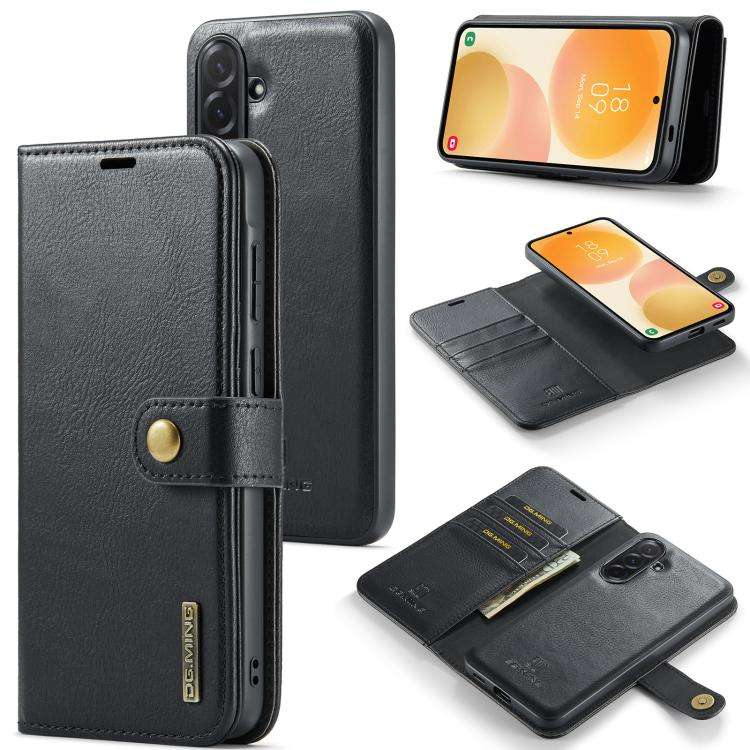 For Samsung Galaxy A57 5G DG.MING Crazy Horse Texture Detachable Magnetic Leather Case(Black)