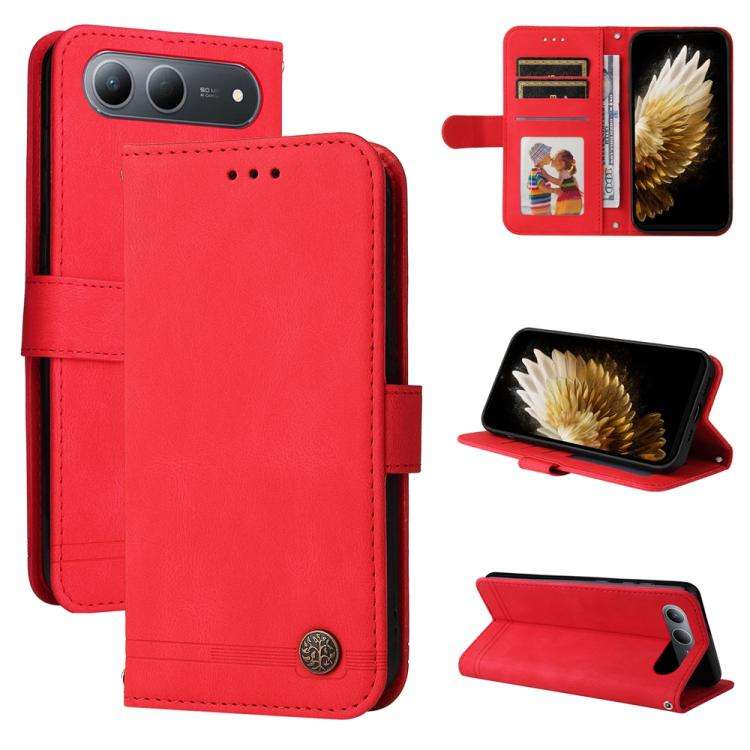 For Tecno Spark 40 5G / Spark Go 5G 2025 Skin Feel Life Tree Metal Button Leather Phone Case(Red)