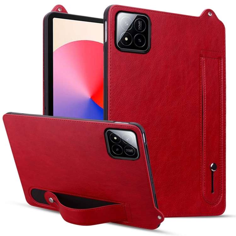 For Xiaomi Pad 8 / 8 Pro / 7 / 7 Pro TPU Leather Back Tablet Case with Wristband(Red)