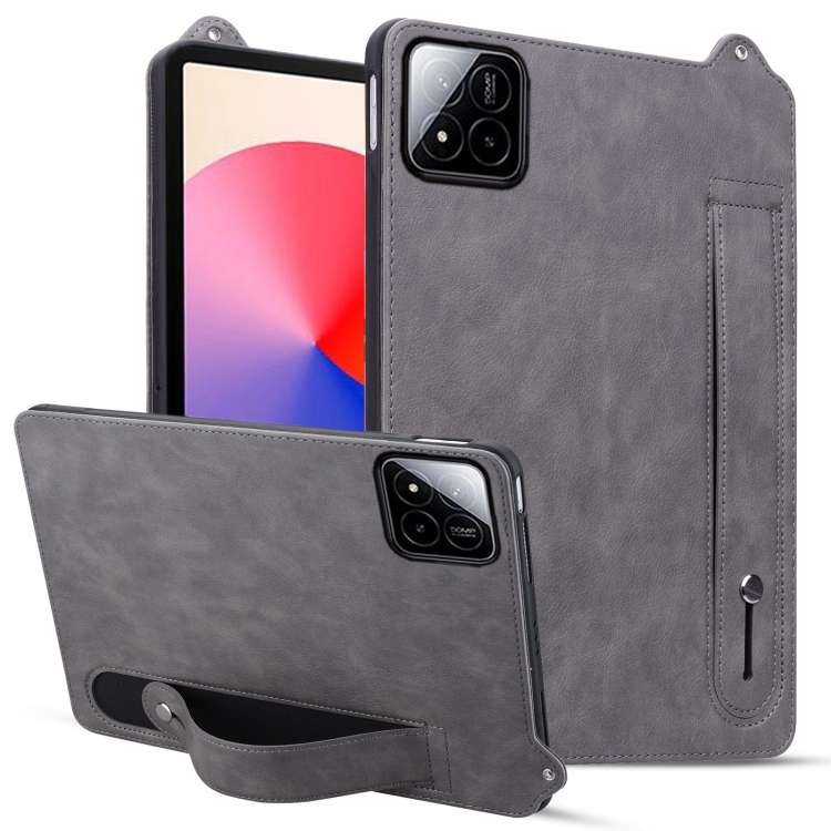 For Xiaomi Pad 8 / 8 Pro / 7 / 7 Pro TPU Leather Back Tablet Case with Wristband(Grey)