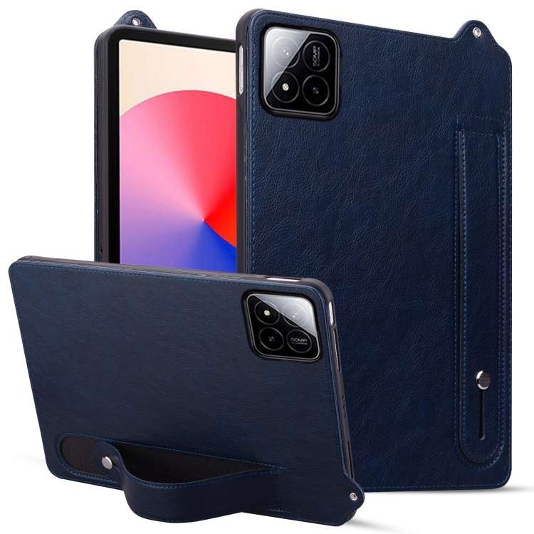 For Xiaomi Pad 8 / 8 Pro / 7 / 7 Pro TPU Leather Back Tablet Case with Wristband(Dark Blue)