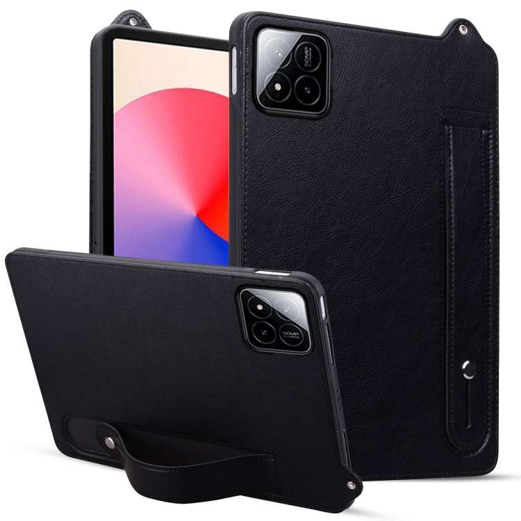 For Xiaomi Pad 8 / 8 Pro / 7 / 7 Pro TPU Leather Back Tablet Case with Wristband(Black)