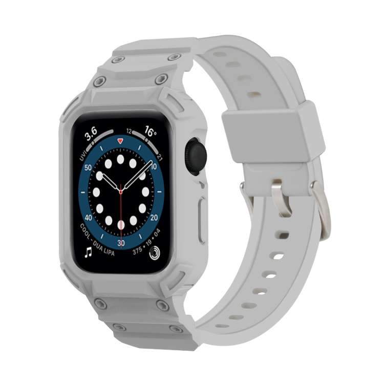 For Apple Watch Series 10 / 11 46mm Armor TPU Case Integrated Watch Band(Light Grey)
