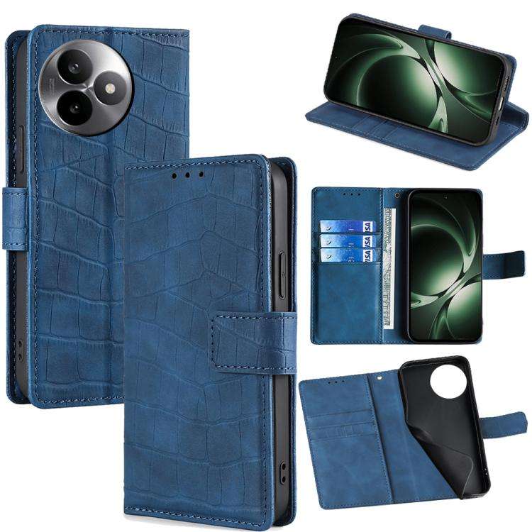 For Redmi K80 Ultra Skin Feel Crocodile Magnetic Clasp Leather Phone Case(Blue)