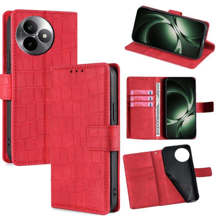 For Redmi K80 Ultra Skin Feel Crocodile Magnetic Clasp Leather Phone Case(Red)