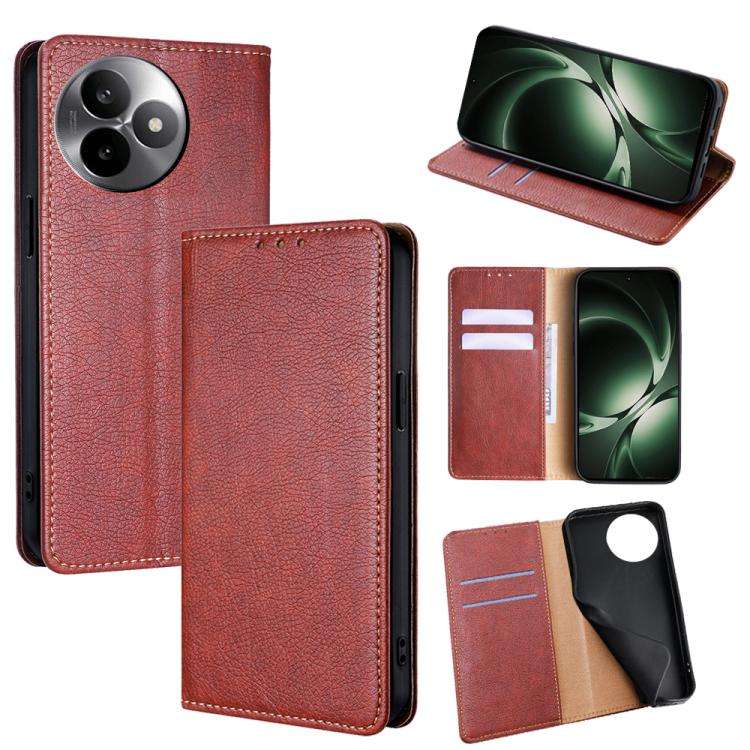 For Redmi K80 Ultra Gloss Oil Solid Color Magnetic Leather Phone Case(Brown)