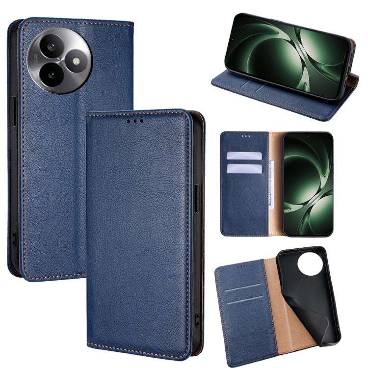For Redmi K80 Ultra Gloss Oil Solid Color Magnetic Leather Phone Case(Blue)