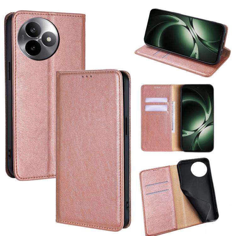 For Redmi K80 Ultra Gloss Oil Solid Color Magnetic Leather Phone Case(Rose Gold)