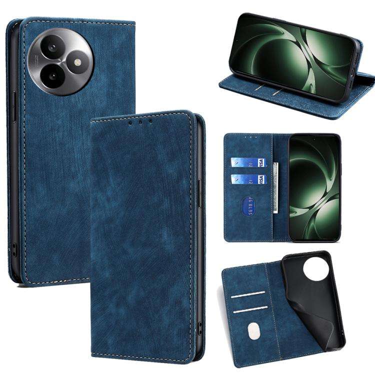 For Redmi K80 Ultra RFID Anti-theft Brush Magnetic Leather Phone Case(Blue)
