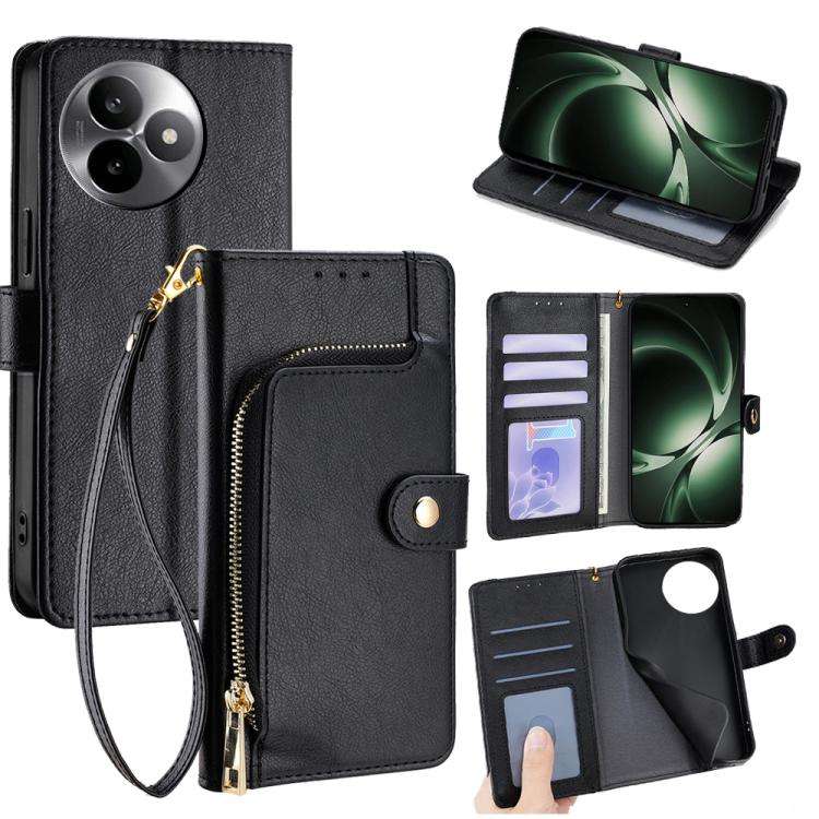 For Redmi K80 Ultra Zipper Bag Leather Phone Case(Black)