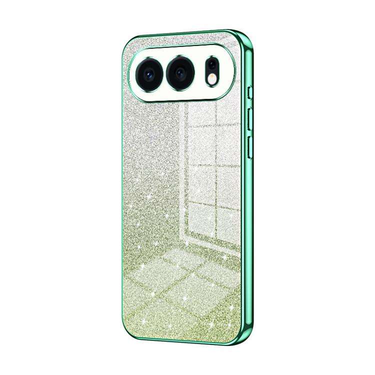 For Honor 500 / 500 Pro Global Gradient Glitter Powder Electroplated Phone Case(Green)