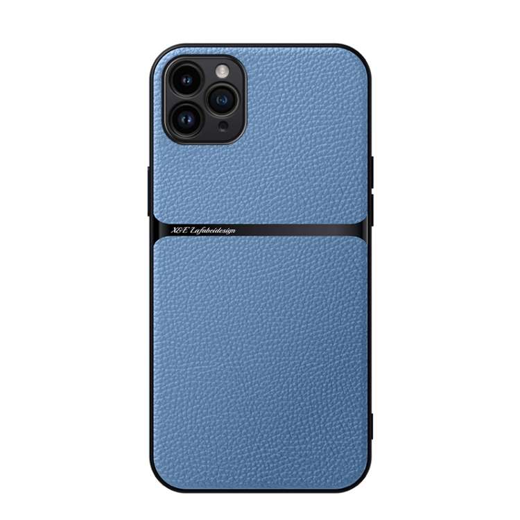 For iPhone 11 Pro Max Litchi Leather Magnetic Full Coverage Shockproof Phone Case(Blue)