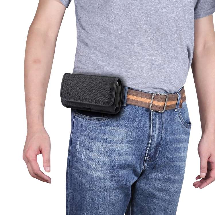 Durable Oxford Cloth Horizontal Plate Hanging Waist Phone Waist Pack Leather Case with ... (Black)