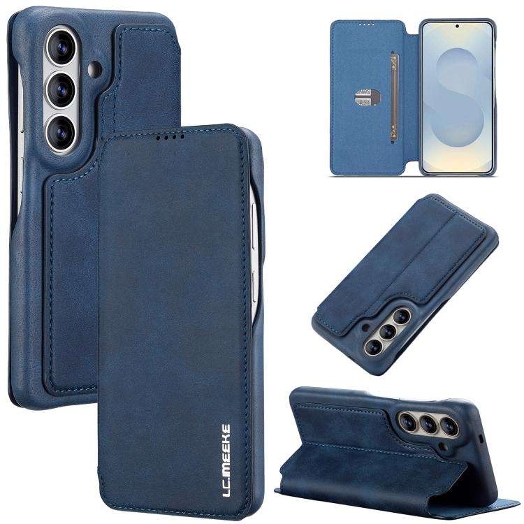 For Samsung Galaxy S26+ 5G LC.IMEEKE Hon Ancient Series Flip Leather Phone Case(Blue)