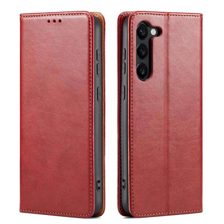 For Samsung Galaxy S25 5G Fierre Shann PU Genuine Leather Texture Phone Case(Red)