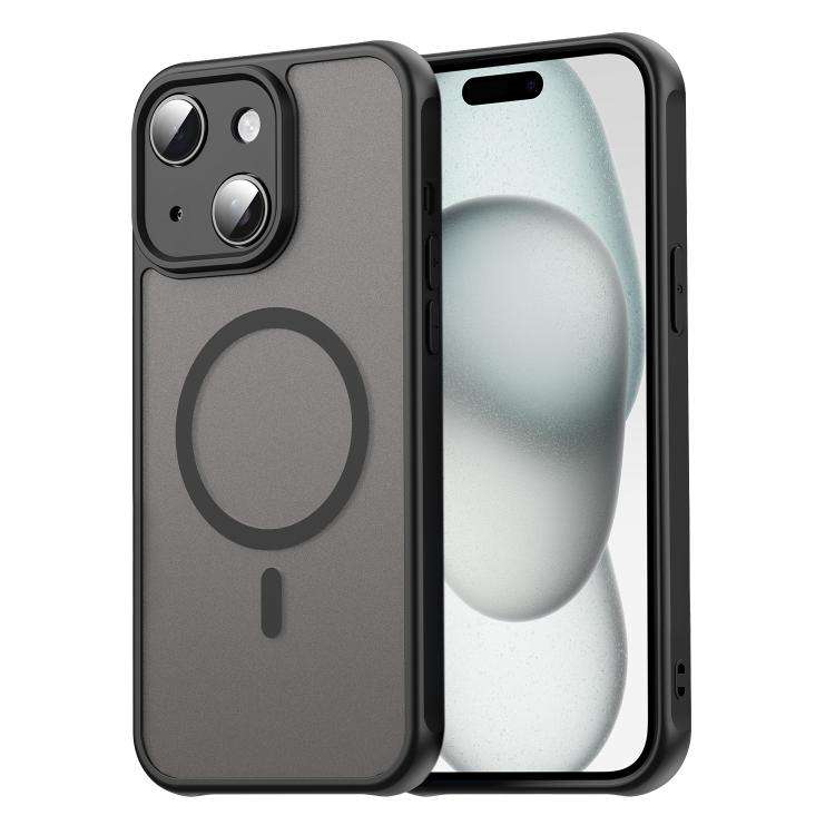 For iPhone 15 Plus Fan Dun Series TPU Hybrid PC Frosted Magsafe Phone Case(Black)