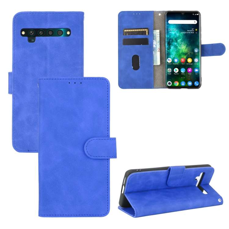 For TCL 10 Pro Solid Color Skin Feel Magnetic Buckle Horizontal Flip Calf Texture PU Le ... (Blue)