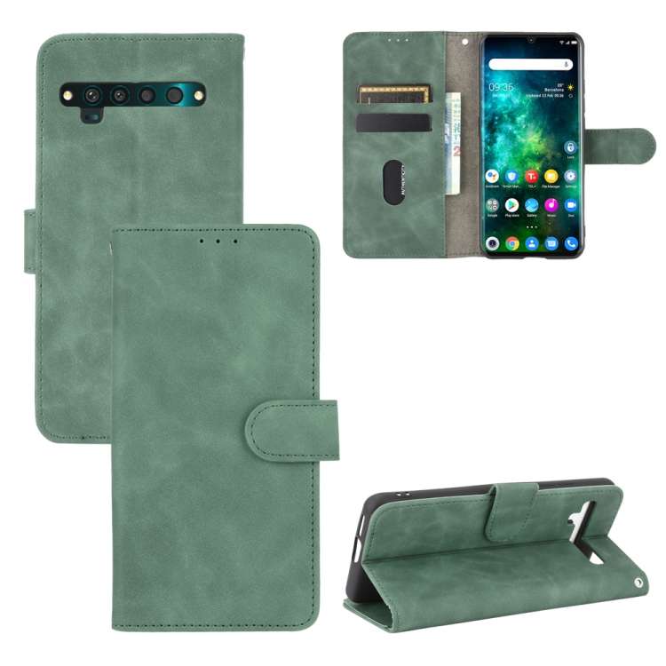 For TCL 10 Pro Solid Color Skin Feel Magnetic Buckle Horizontal Flip Calf Texture PU L ... (Green)
