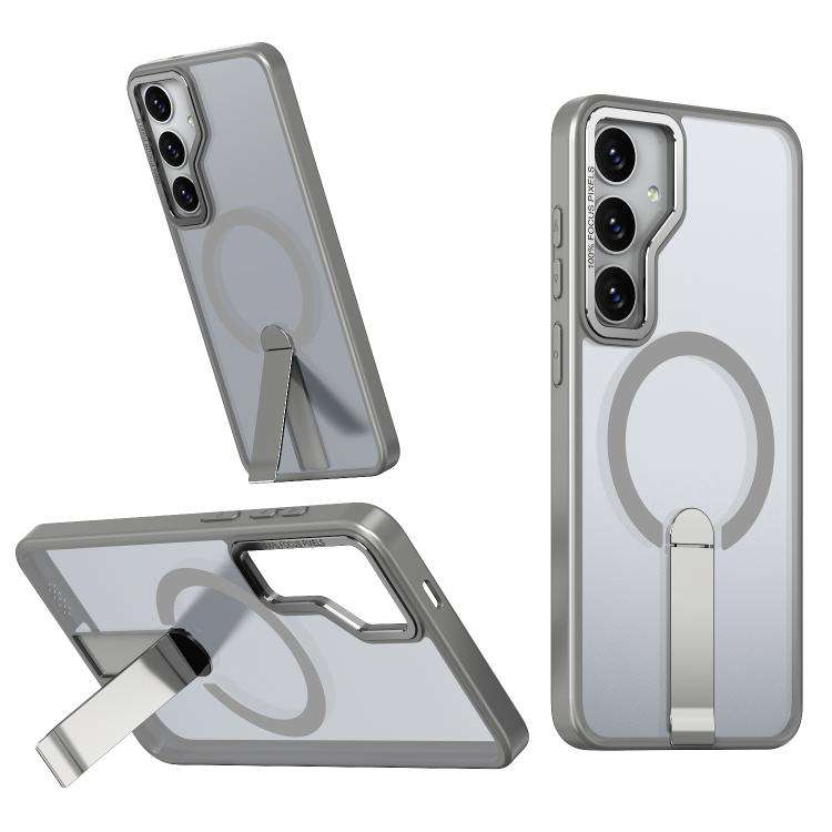 For Samsung Galaxy S23 FE 5G Star Shine Series TPU + PC MagSafe Phone Case with Fold Holder(Grey)