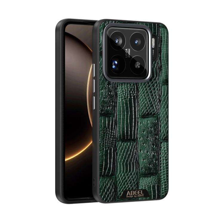 For Xiaomi 15S Pro ABEEL Beast Pattern 6D Micro-Embossed MagSafe Genuine Leather Phone Case(Green)