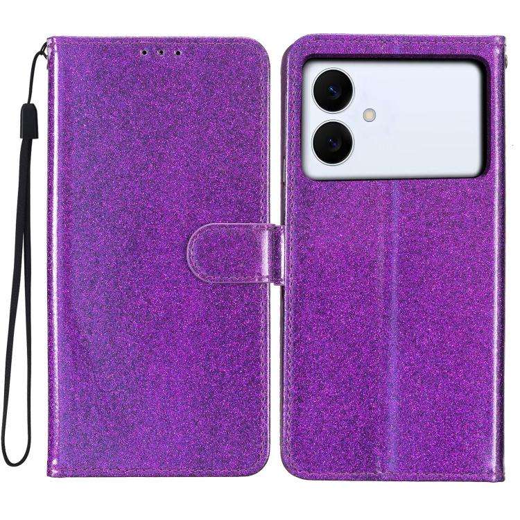 For Samsung Galaxy S26 Edge 5G Glitter Powder Flip Leather Phone Case(Purple)