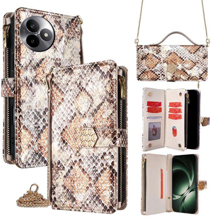 For Redmi K80 Ultra Crossbody Handle Snake Texture Leather Phone Case(White)